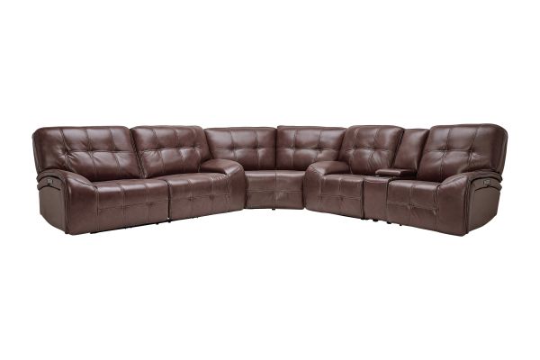 Jaxon Brown 3-Piece Leather Dual Power Reclining Sectional 