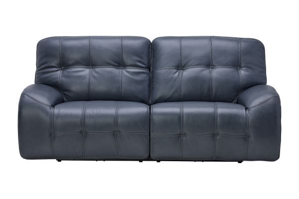 Jaxon Blue Leather Dual Power Reclining Sofa