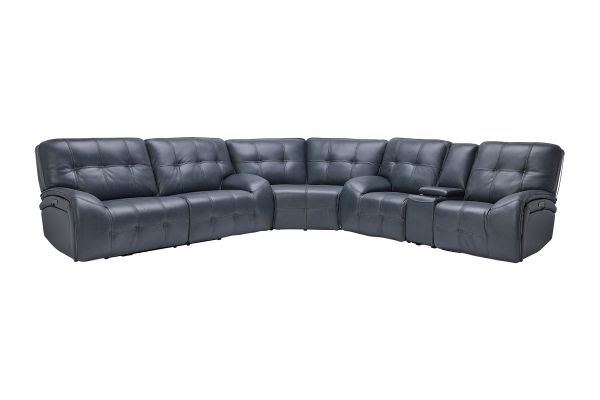 Jaxon Blue 3-Piece Leather Dual Power Reclining Sectional 