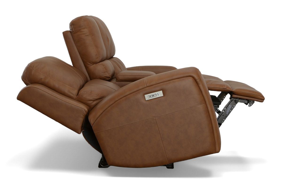 Linton Caramel Triple Power Reclining Console Loveseat 9