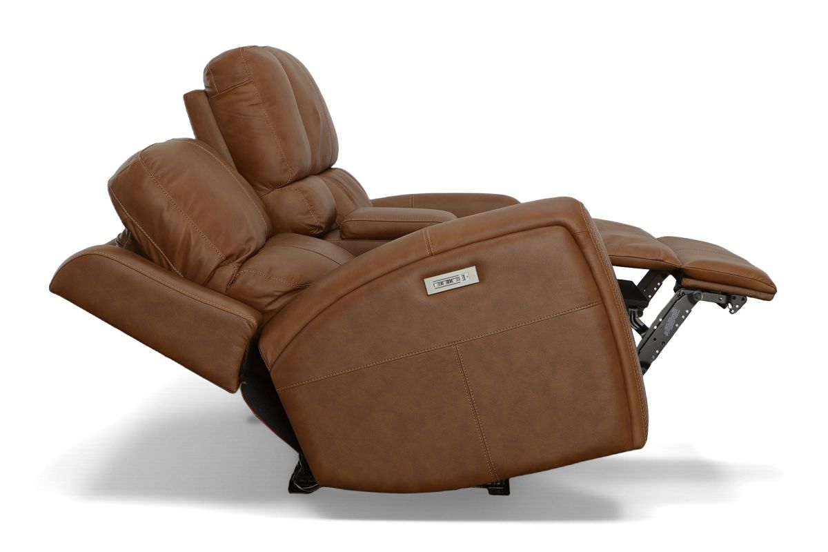 Linton Caramel Triple Power Reclining Console Loveseat 10