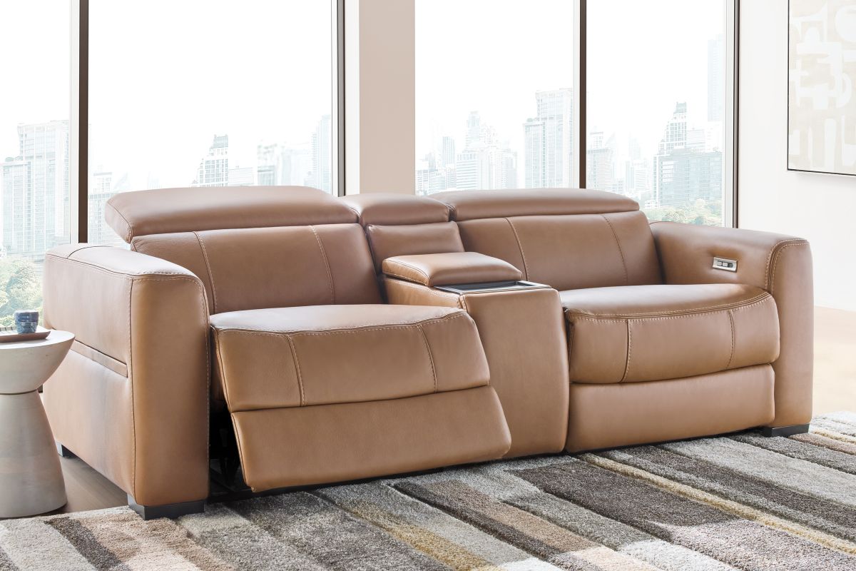 Ford Leather Dual Power Reclining Console Loveseat 2