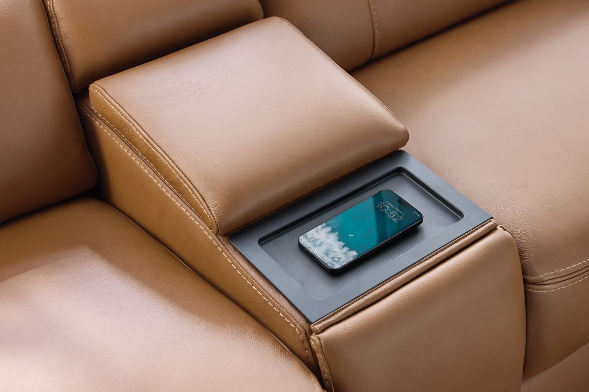 Ford Leather Dual Power Reclining Console Loveseat 16