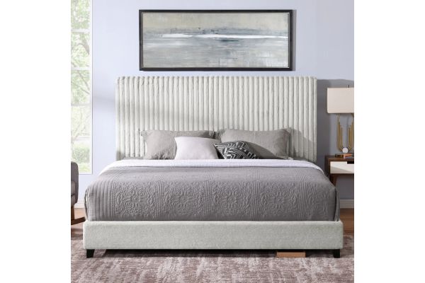 Bridger Upholstered Panel Bed Stone