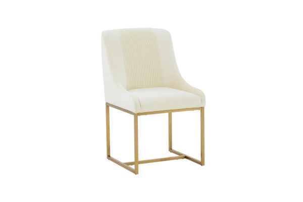 Lisa Cream Pleated Velvet Dining Chair