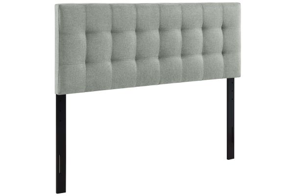 Lily Upholstered Fabric King Headboard in Grey