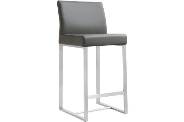 Denmark Grey Performance Vegan Leather and Stainless Steel Counter Stool - Set of 2