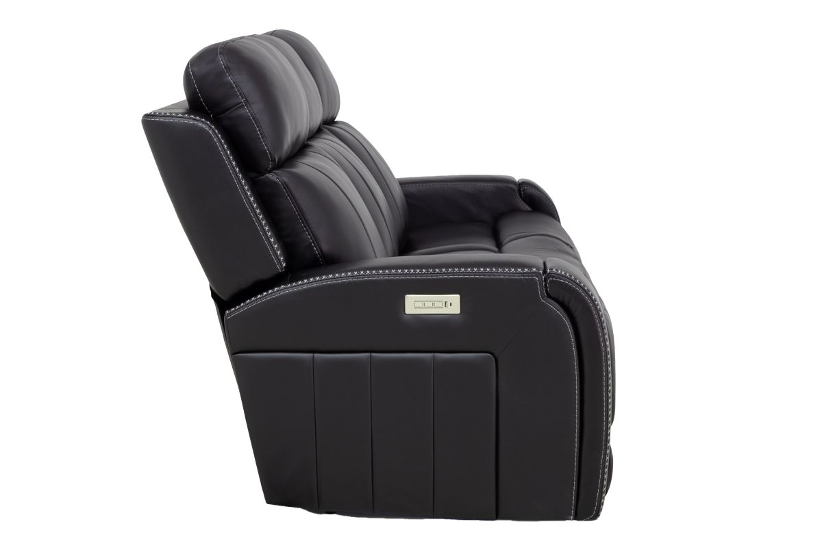 Maverick Black Audio Triple Power Leather Reclining Sofa 15