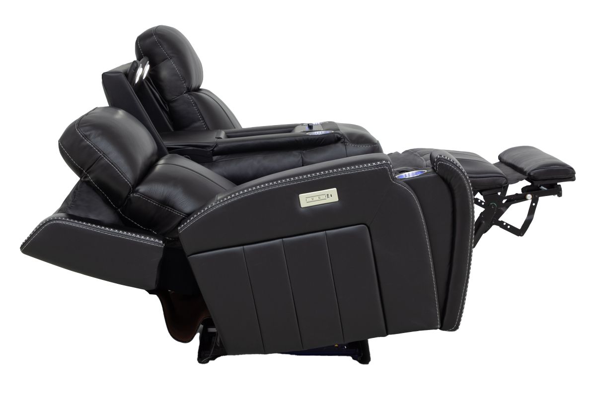 Maverick Black Audio Triple Power Leather Reclining Sofa 16