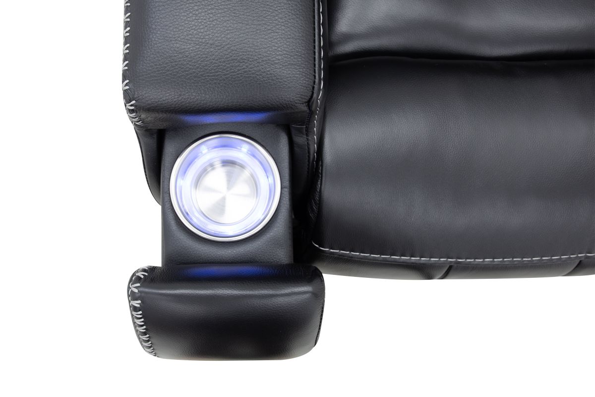 Maverick Black Audio Triple Power Leather Reclining Sofa 13