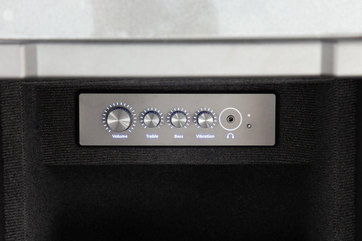 Maverick Black Audio Triple Power Leather Reclining Console Loveseat 9