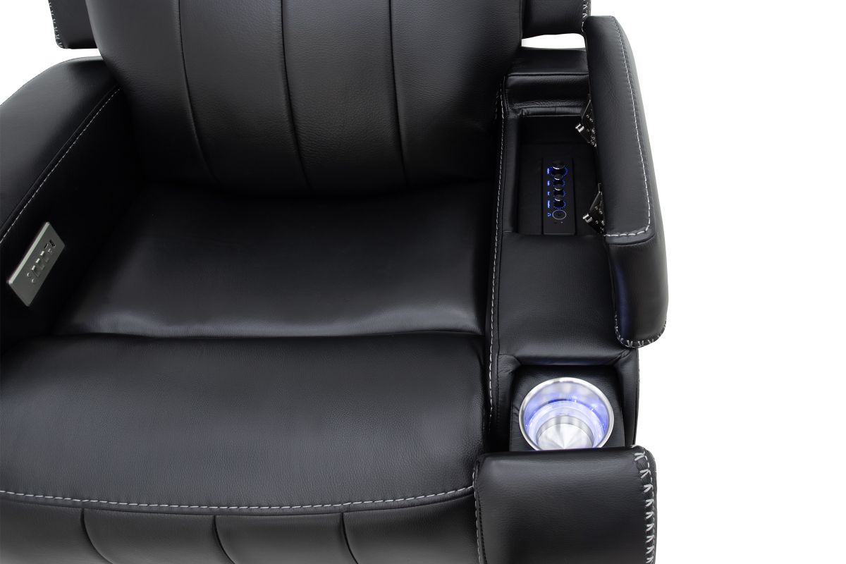 Maverick Black Audio Triple Power Leather Recliner 7