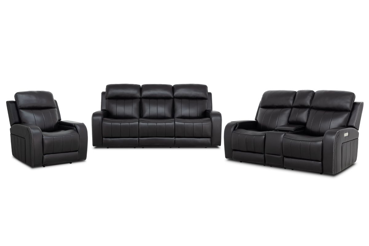 Maverick Black Audio Triple Power Leather Recliner 12