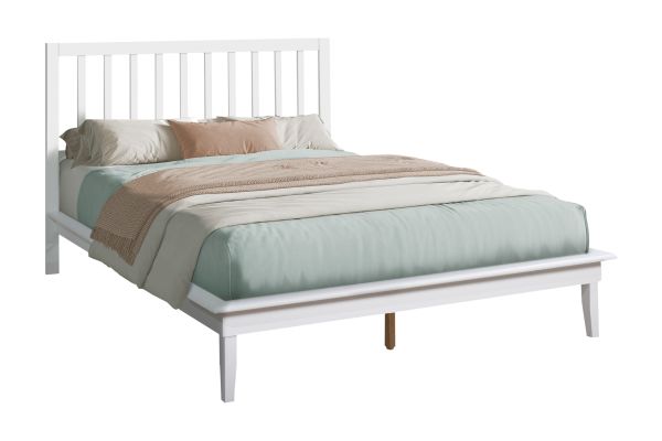 Monarch Specialties I 6061Q - Queen Size White Platform Bed Frame
