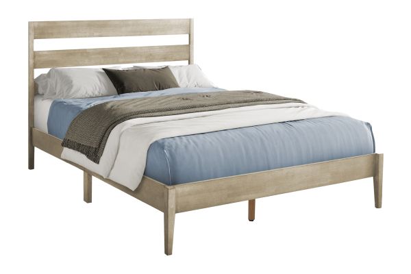 Monarch Specialties I 6065Q - Queen Size Grey Platform Bed Frame