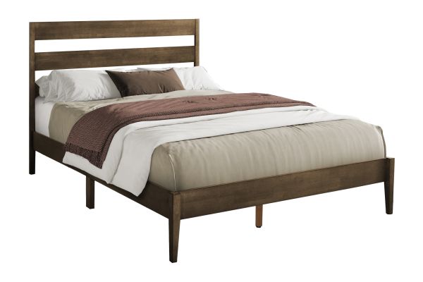 Monarch Specialties I 6066Q - Queen Size Walnut Platform Bed
