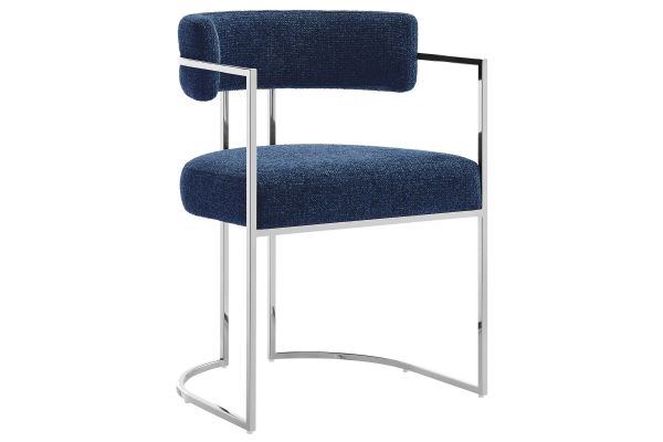 Huron Curved Back Fabric and Metal Dining Accent Chair by Modway