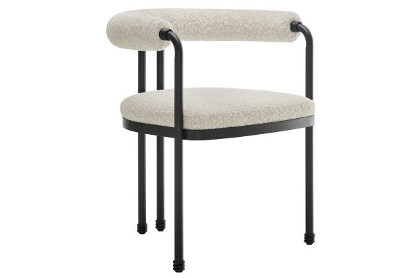 Turin Curved Back Boucle and Metal Dining Accent Chair by Modway