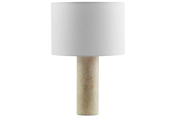 Zenith Travertine Table Lamp With Fabric Drum Shade by Modway