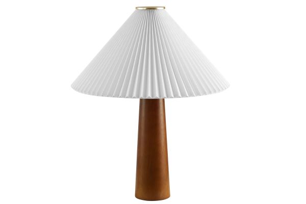 Jessica Wooden Base Table Lamp With Pleated Fabric Shade by Modway