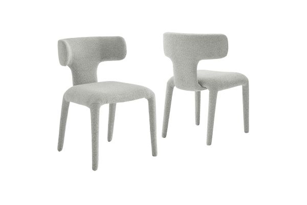 Stellan Curved Back Boucle Upholstered Dining Chair Set of 2 by Modway