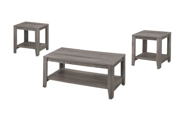 Monarch Specialties I 7991P - Three Piece Grey Table Set