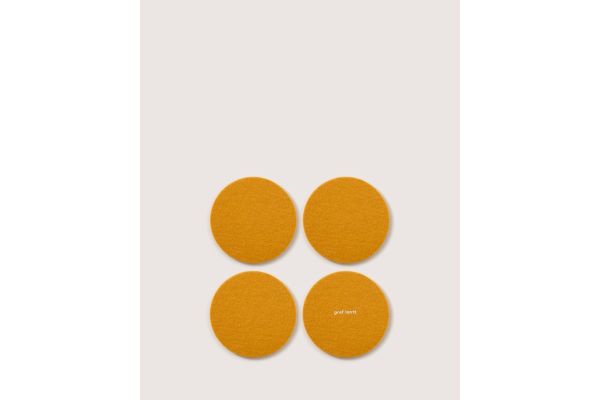 Bierfilzl Merino Turmeric Wool Round Coaster Solid 4 Pack
