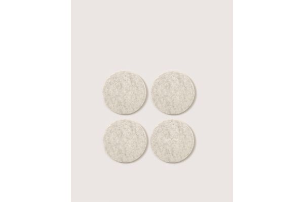 Bierfilzl Merino Heather White Wool Round Coaster Solid 4 Pack