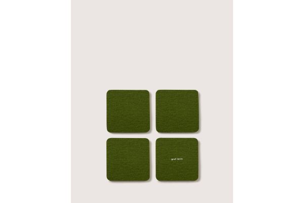 Bierfilzl Merino Loden Green Wool Square Coaster Solid 4 Pack