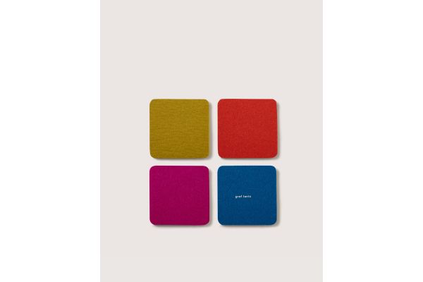 Bierfilzl Merino Electric Wool Square Coaster Multi 4 Pack