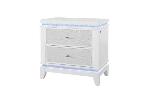 Alina White Nightstand with LED and USB