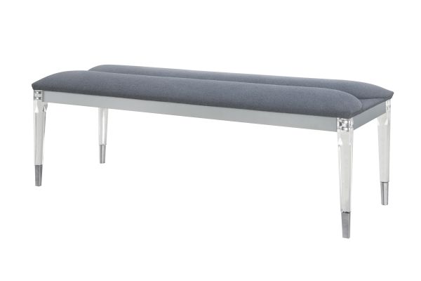 Lando Silver Bench With Acrylic Legs