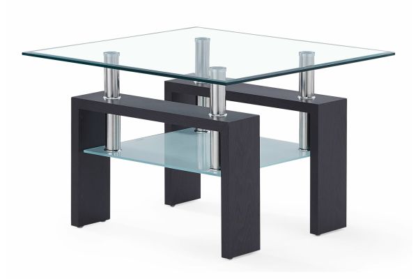 Global Furniture Walnut Two-Tier Glass End Table - T646ET