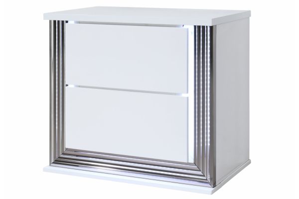 Ylime Smooth White Nightstand with LED