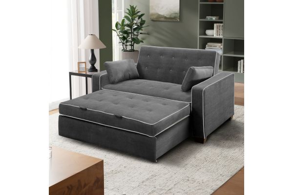 Serta Atherton Full Convertible Loveseat in Charcoal