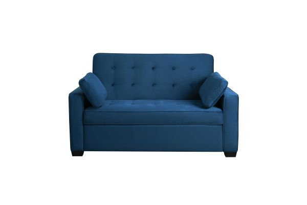 Serta Atherton Full Convertible Loveseat in Navy Blue