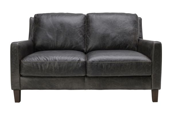 Waco Grey Leather Loveseat