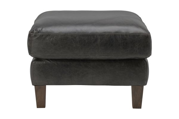 Waco Grey Leather Ottoman