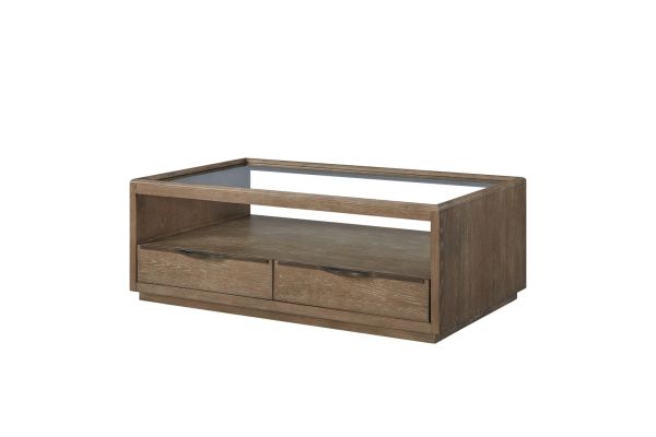 Trilogy Glass Top Cocktail Table - Cocoa