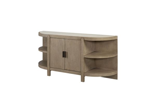 Trilogy Curved 2-Door Console Table w/ Marble Top - Toffee