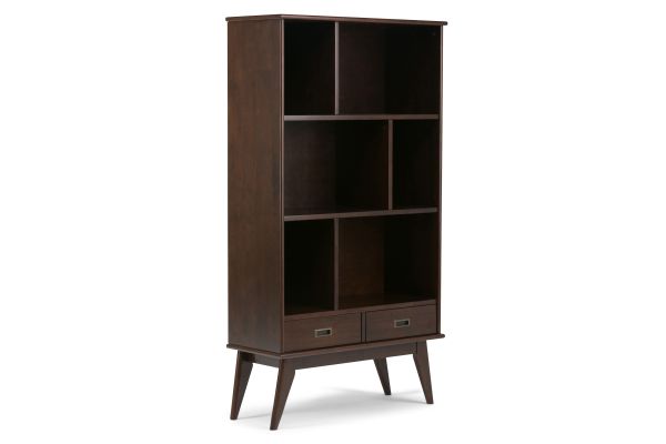 Draper Mid Century Wide Bookcase and Storage Unit - Dark Brown