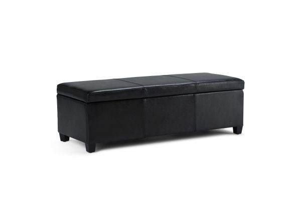 Avalon Storage Ottoman Bench - Midnight Black