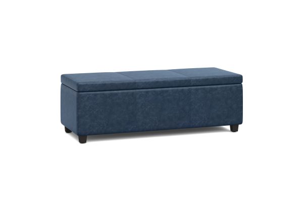 Avalon Storage Ottoman Bench - Denim Blue