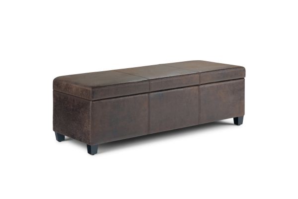 Avalon Storage Ottoman Bench - Distressed Brown