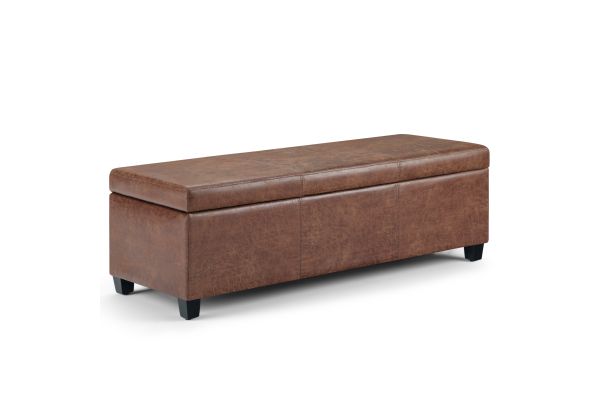 Avalon Storage Ottoman Bench - Distressed Umber Brown