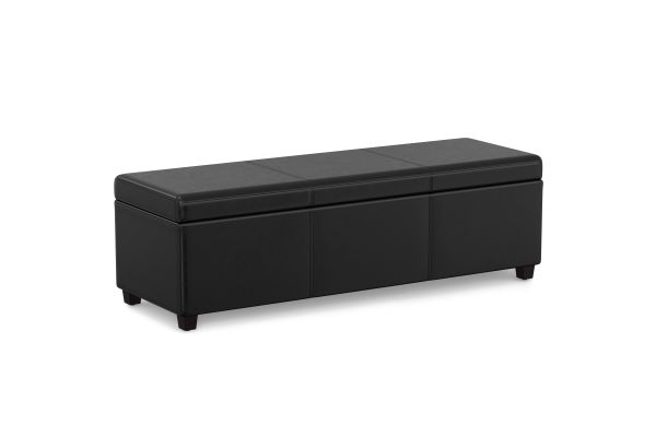 Avalon Extra Large Storage Ottoman Bench - Midnight Black