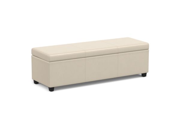 Avalon Extra Large Storage Ottoman Bench - Satin Cream