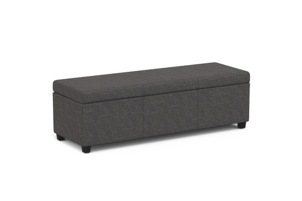 Avalon Extra Large Storage Ottoman Bench - Slate Grey