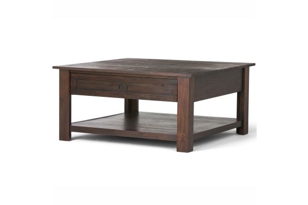 Monroe Square Coffee Table - Distressed Charcoal Brown