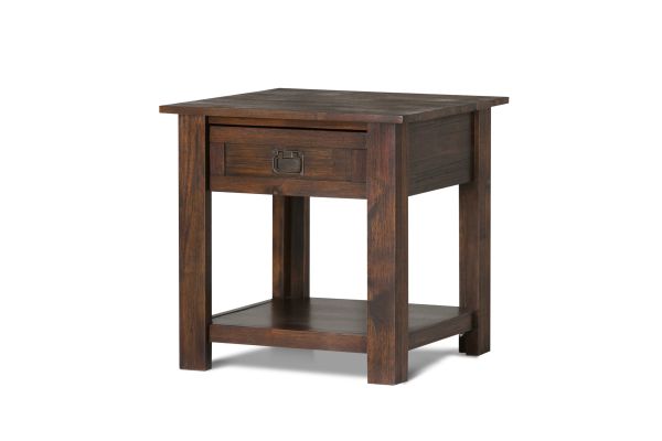 Monroe End Table - Distressed Charcoal Brown